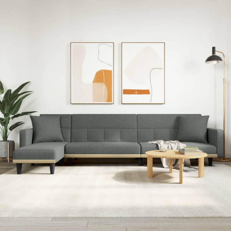 Sofa rozkładana L, ciemnoszara, 275x140x70 cm, tkanina
