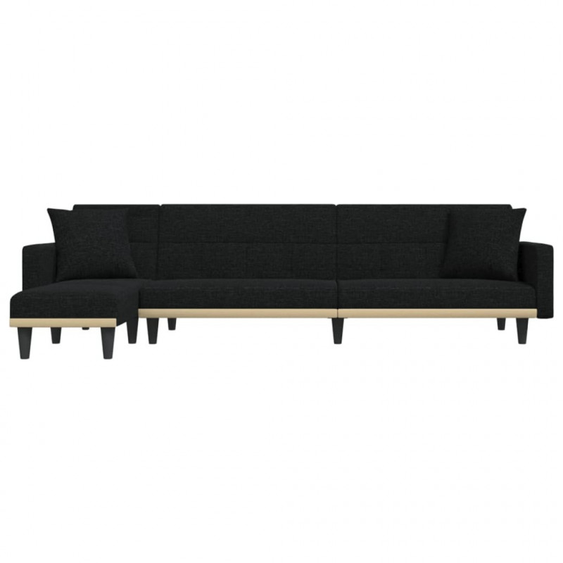 Sofa rozkładana L, czarna, 275x140x70 cm, tkanina