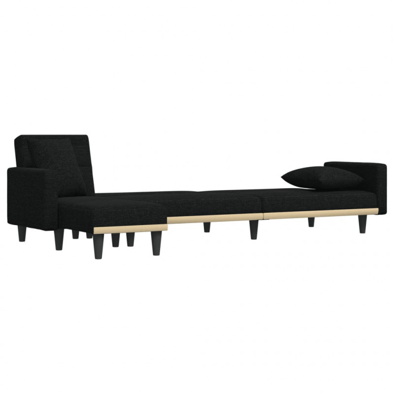 Sofa rozkładana L, czarna, 275x140x70 cm, tkanina