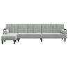 Sofa rozkładana L, jasnoszara, 260x140x70 cm, aksamit