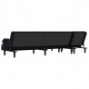 Sofa rozkładana L, czarna, 260x140x70 cm, aksamit