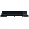 Sofa rozkładana L, czarna, 260x140x70 cm, aksamit