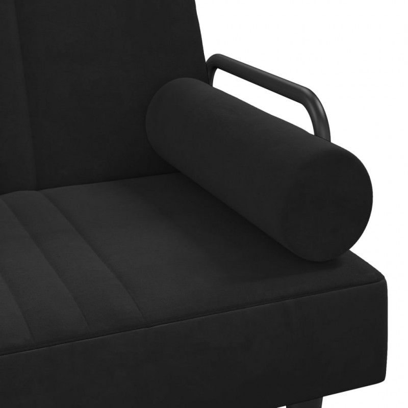 Sofa rozkładana L, czarna, 260x140x70 cm, aksamit