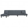 Sofa rozkładana L, ciemnoszara, 255x140x70 cm, aksamit