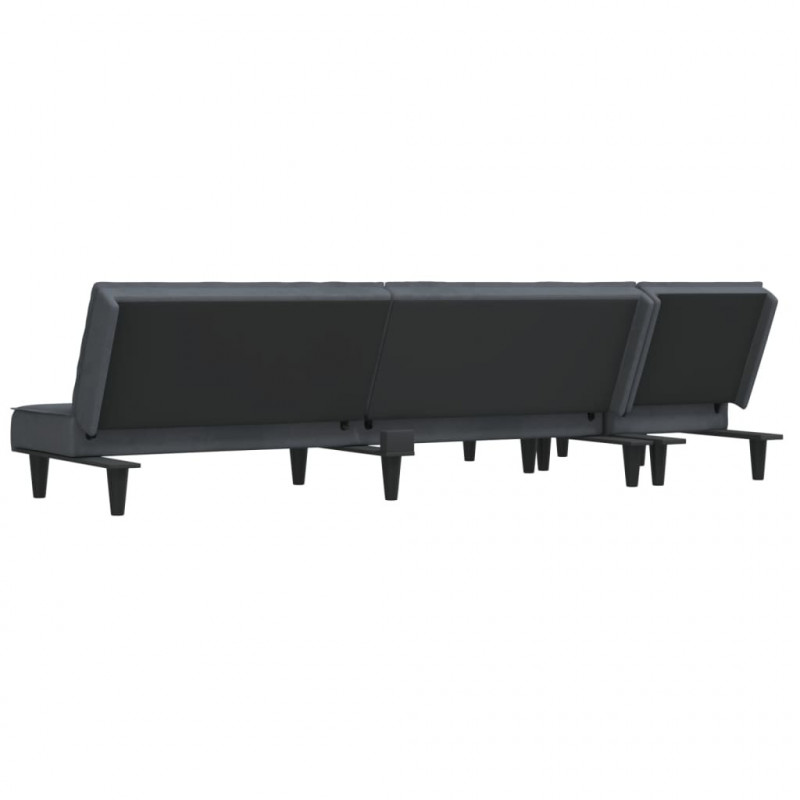 Sofa rozkładana L, ciemnoszara, 255x140x70 cm, aksamit