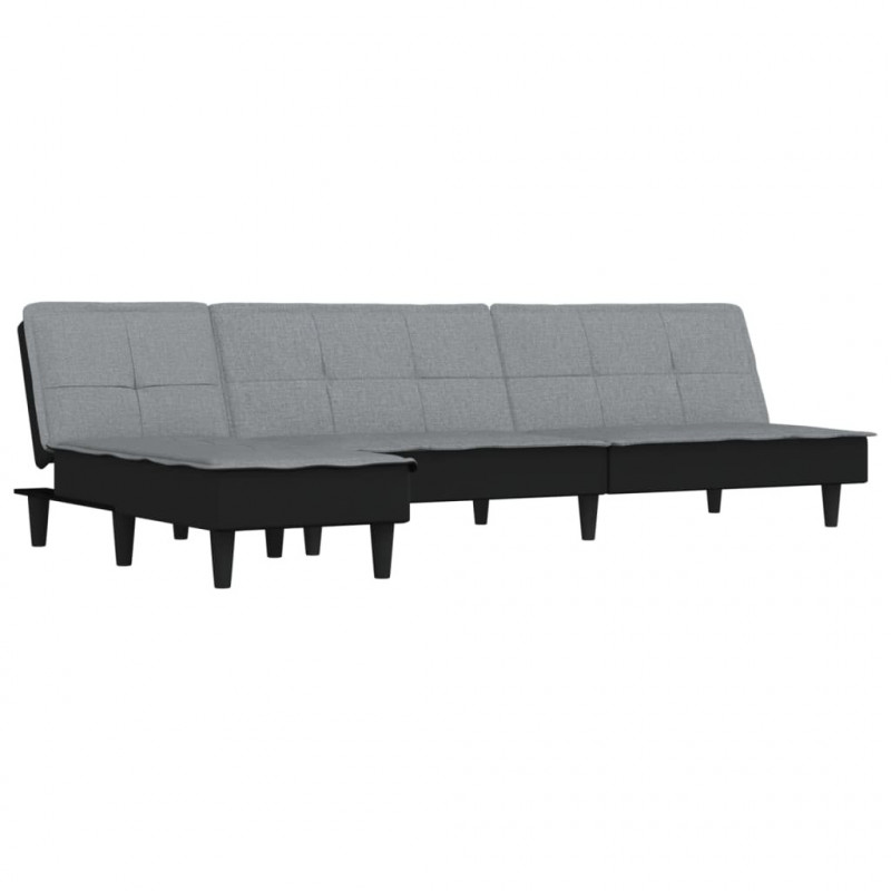 Sofa rozkładana L, jasnoszara, 255x140x70 cm, tkanina