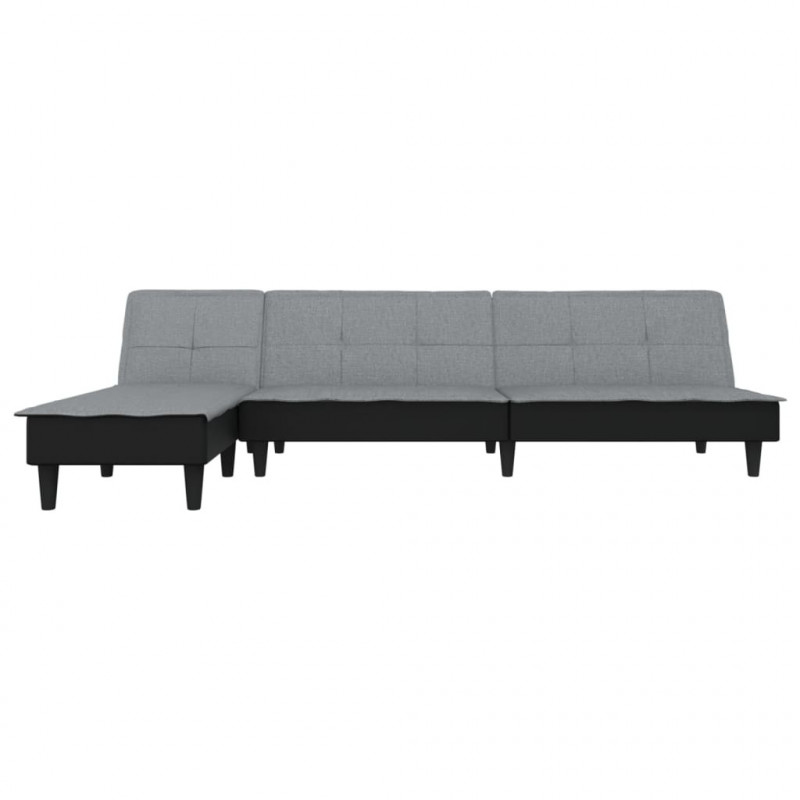 Sofa rozkładana L, jasnoszara, 255x140x70 cm, tkanina