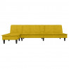 Sofa rozkładana L, żółta, 255x140x70 cm, aksamit