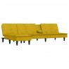 Sofa rozkładana L, żółta, 255x140x70 cm, aksamit