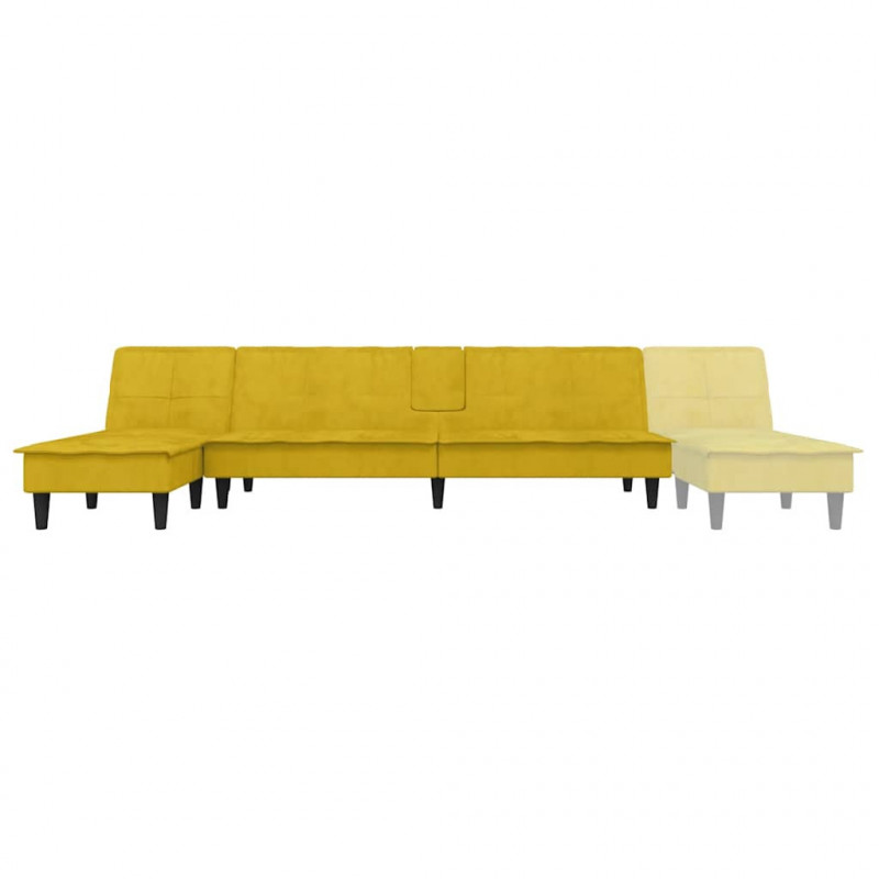 Sofa rozkładana L, żółta, 255x140x70 cm, aksamit