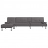 Sofa rozkładana L, szara, 255x140x70, sztuczna skóra