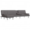 Sofa rozkładana L, szara, 255x140x70, sztuczna skóra