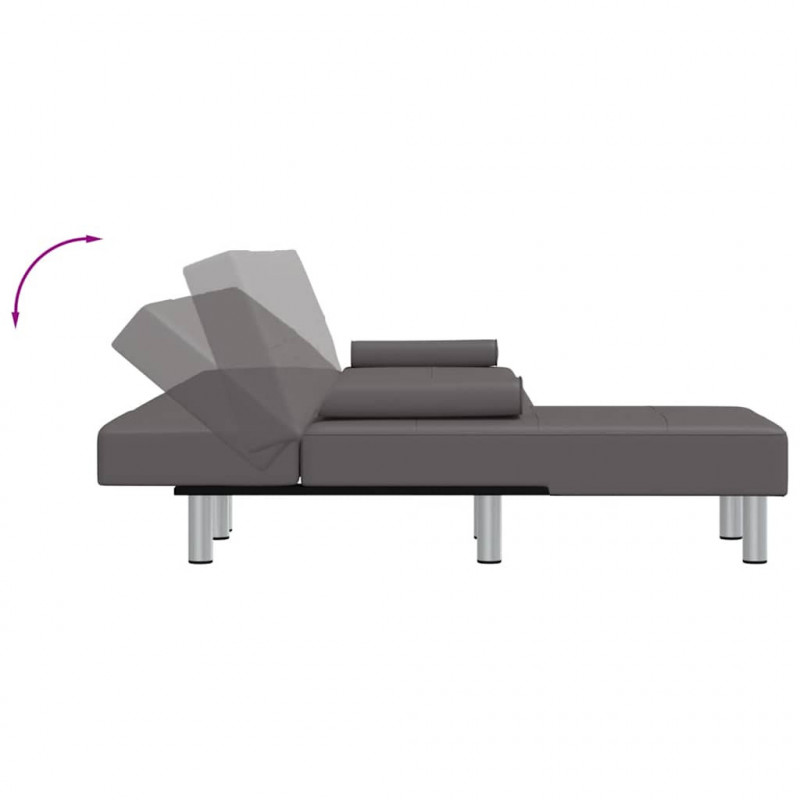 Sofa rozkładana L, szara, 255x140x70, sztuczna skóra