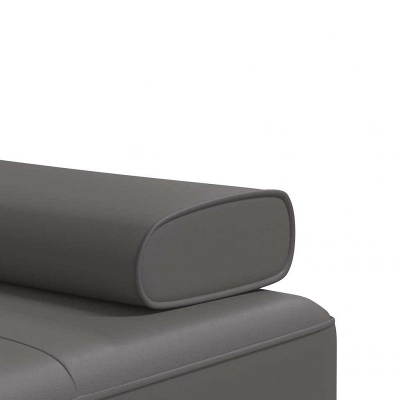 Sofa rozkładana L, szara, 255x140x70, sztuczna skóra