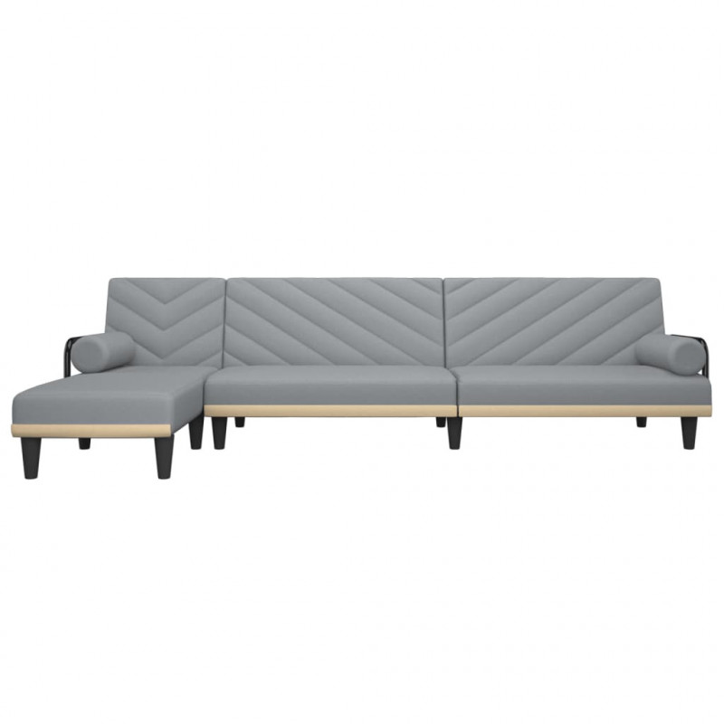 Sofa rozkładana L, jasnoszara, 260x140x70 cm, tkanina