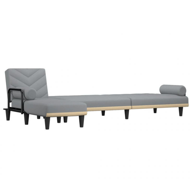 Sofa rozkładana L, jasnoszara, 260x140x70 cm, tkanina