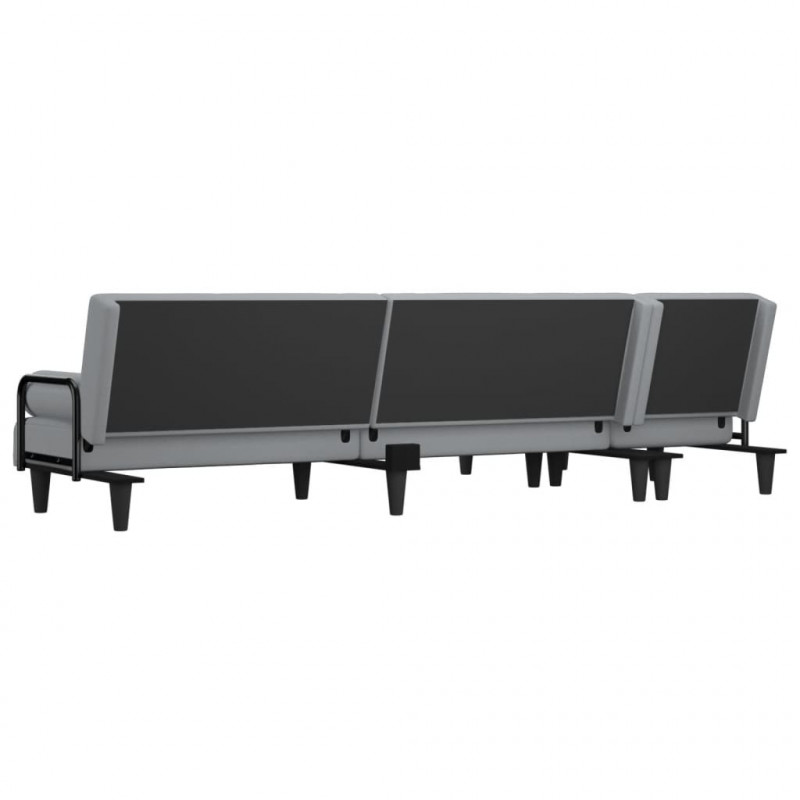Sofa rozkładana L, jasnoszara, 260x140x70 cm, tkanina