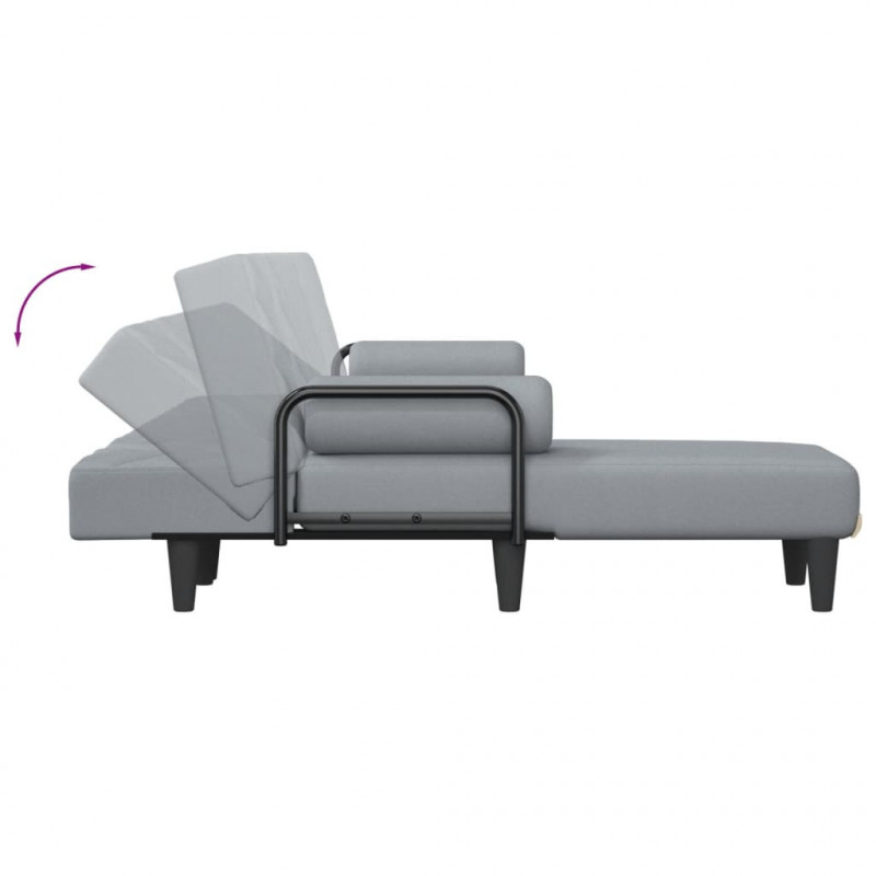 Sofa rozkładana L, jasnoszara, 260x140x70 cm, tkanina