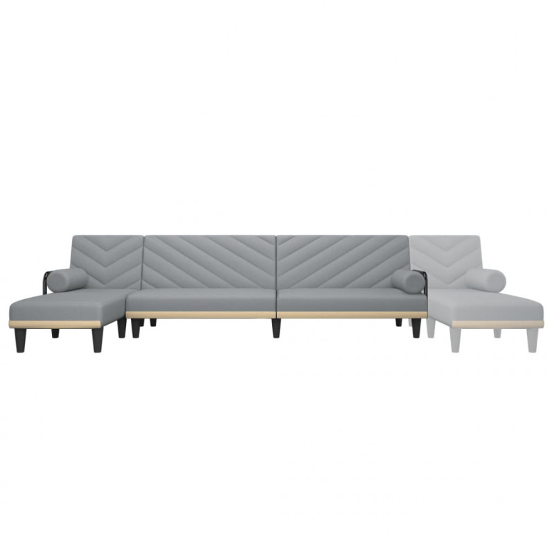 Sofa rozkładana L, jasnoszara, 260x140x70 cm, tkanina