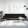 Sofa rozkładana w kształcie L, czarna, 260x140x70 cm, tkanina