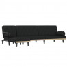 Sofa rozkładana w kształcie L, czarna, 260x140x70 cm, tkanina