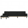 Sofa rozkładana w kształcie L, czarna, 260x140x70 cm, tkanina