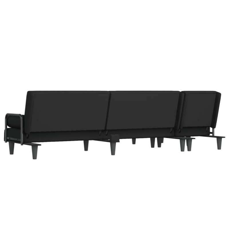 Sofa rozkładana w kształcie L, czarna, 260x140x70 cm, tkanina