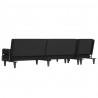 Sofa rozkładana w kształcie L, czarna, 260x140x70 cm, tkanina