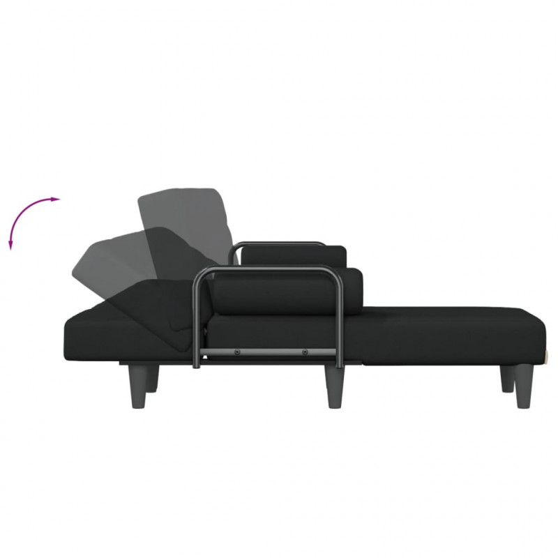 Sofa rozkładana w kształcie L, czarna, 260x140x70 cm, tkanina