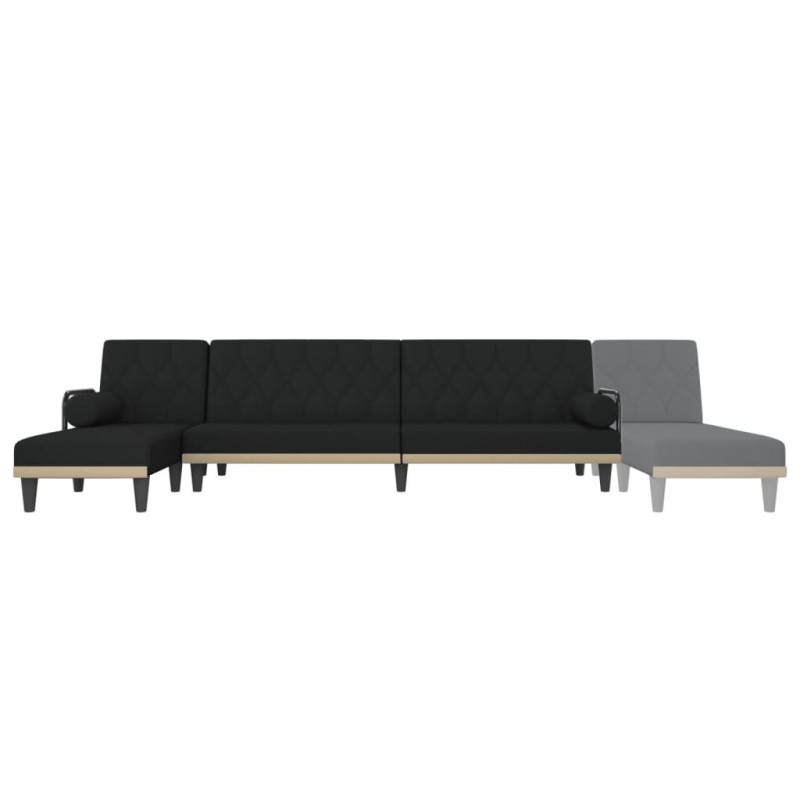 Sofa rozkładana w kształcie L, czarna, 260x140x70 cm, tkanina