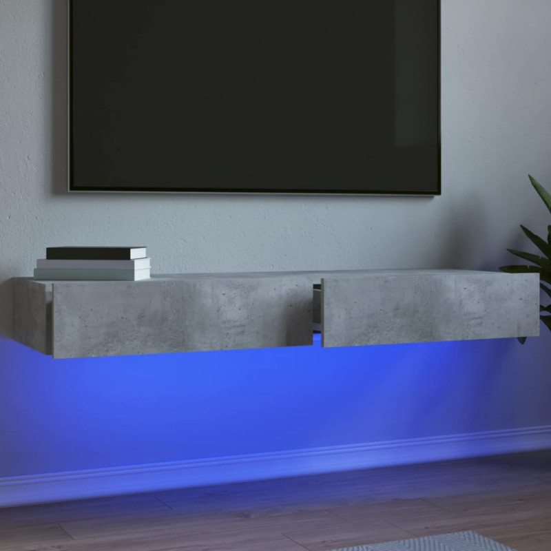 Szafki telewizyjne z LED, 2 szt., szarość betonu, 60x35x15,5 cm