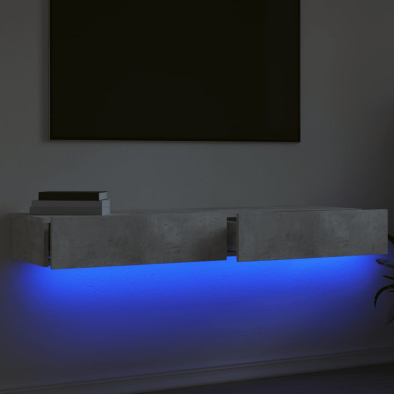 Szafki telewizyjne z LED, 2 szt., szarość betonu, 60x35x15,5 cm