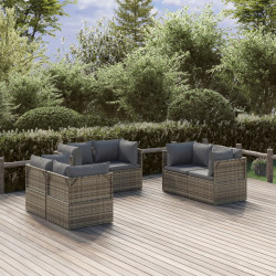 Ogrodowe sofy narożne, 6 szt., 57x57x56 cm, polirattan