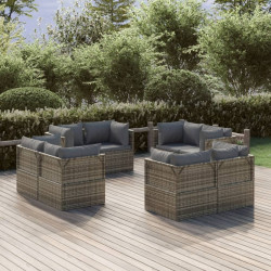 Ogrodowe sofy narożne, 8 szt., szare, 57x57x56 cm, polirattan
