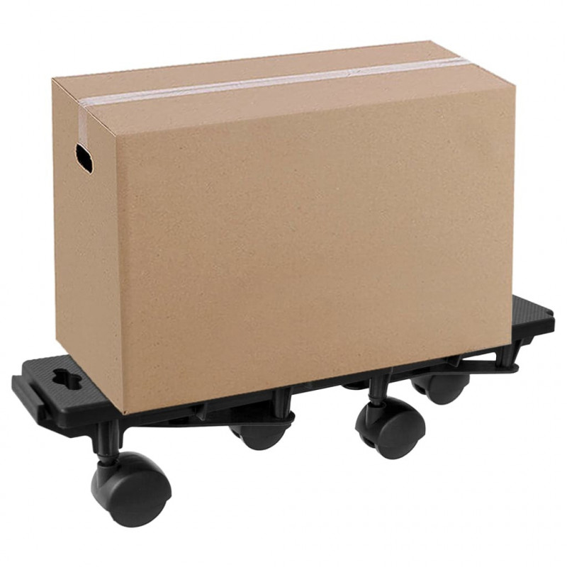 Wózki transportowe na 4 kółkach, 4 szt., czarne, PP, 170 kg