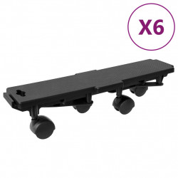 Wózki transportowe na 4 kółkach, 6 szt., czarne, PP, 170 kg