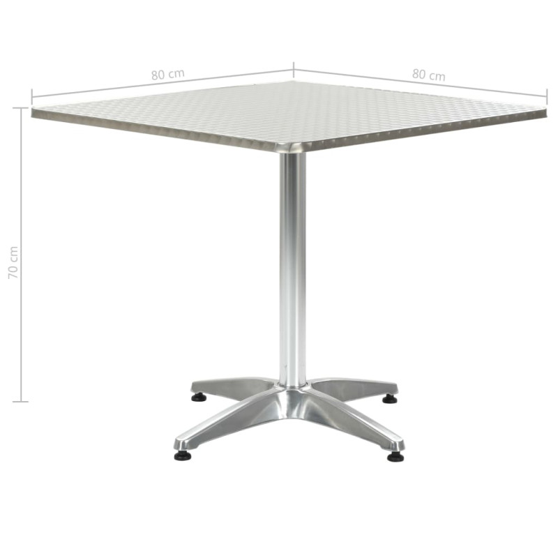Stolik ogrodowy, srebrny, 80x80x70 cm, aluminiowy