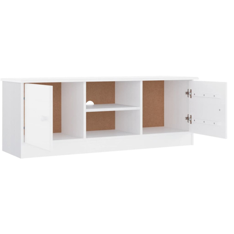 Szafka pod TV ALTA, biała, 112x35x41 cm, lite drewno sosnowe
