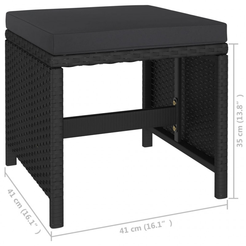 6-cz. zestaw mebli ogrodowych z poduszkami, rattan PE, czarny