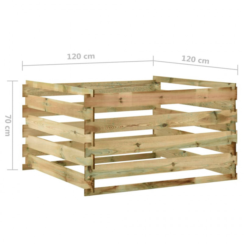Kompostownik z listew, 120x120x70 cm, impregnowana sosna