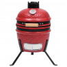 Ceramiczny grill kamado z wędzarnią, 2-w-1, 56 cm, czerwony