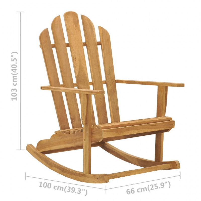 Krzesło bujane Adirondack, lite drewno tekowe
