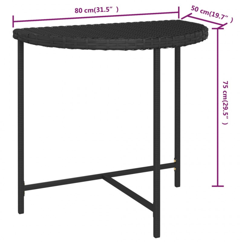 Stolik ogrodowy, czarny, 80x50x75 cm, rattan PE