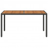 Stół ogrodowy 150x90x75 cm, rattan PE i drewno akacjowe, czarny