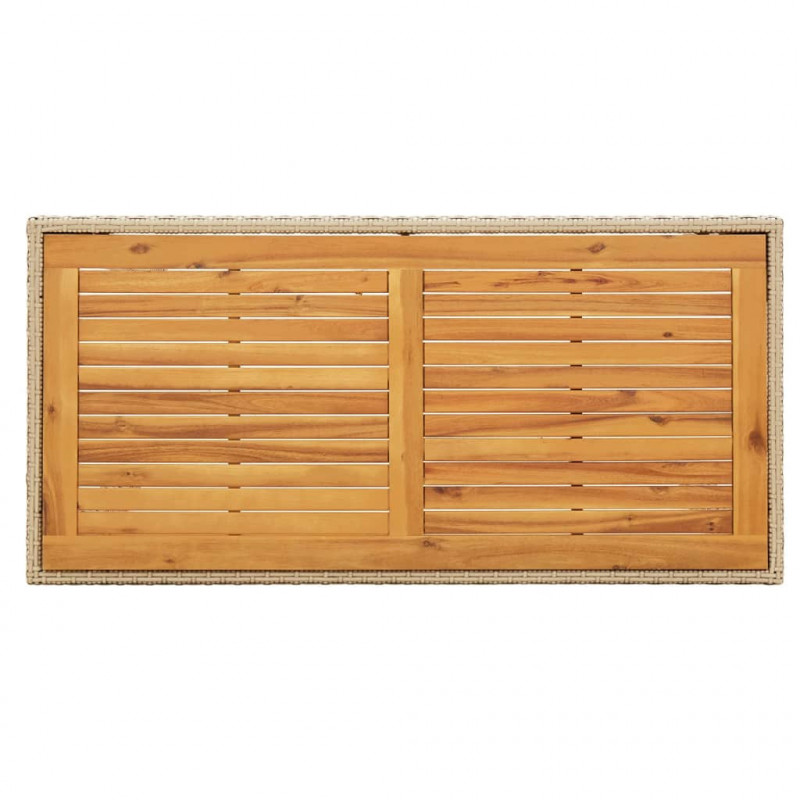 Stół ogrodowy, beżowy, 123x60x74 cm, polirattan i lita akacja