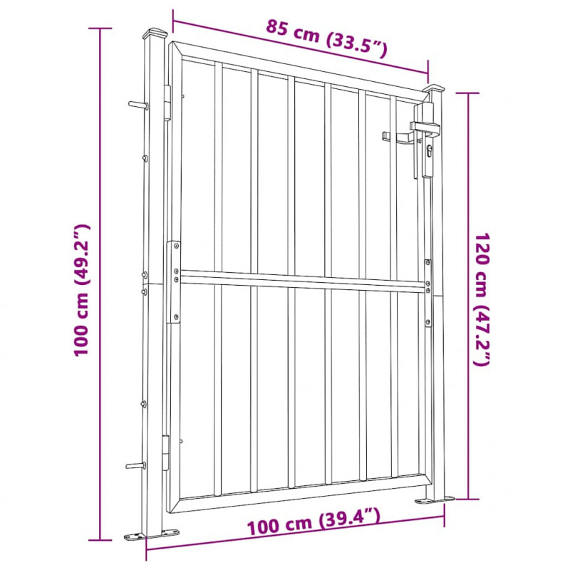 Brama ogrodowa 100x120 cm Stal nierdzewna