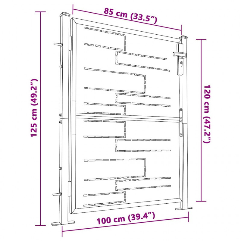 Brama ogrodowa 100x120 cm Stal nierdzewna