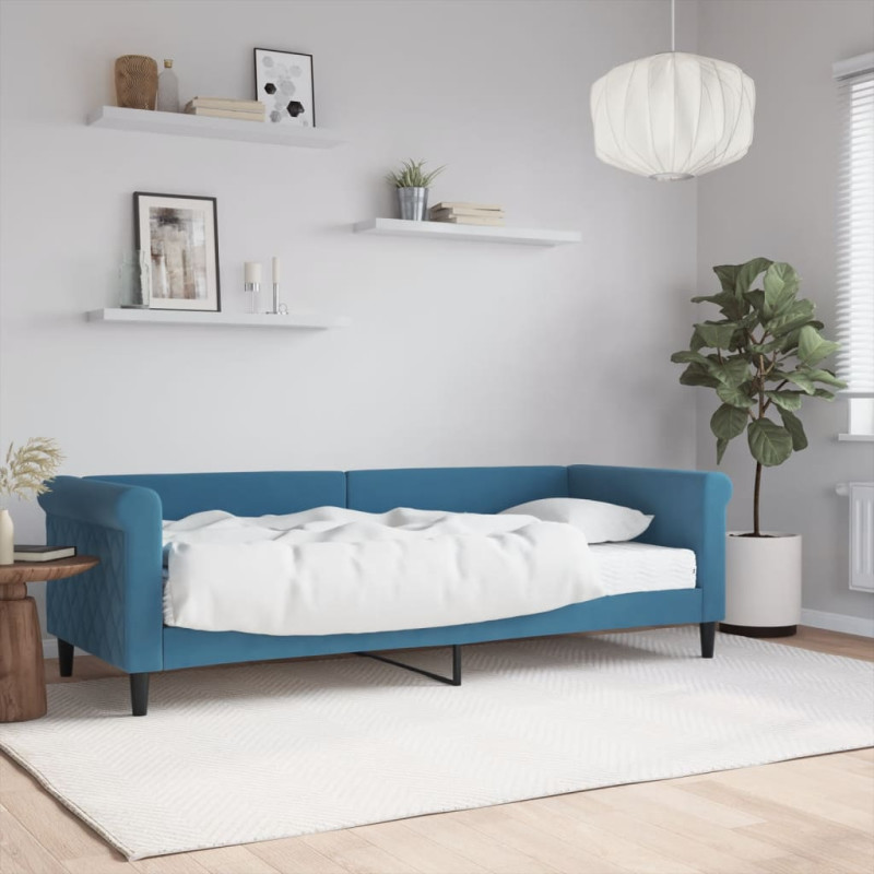 Sofa z materacem do spania, niebieska, 80x200 cm, aksamit