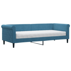 Sofa z materacem do spania, niebieska, 80x200 cm, aksamit