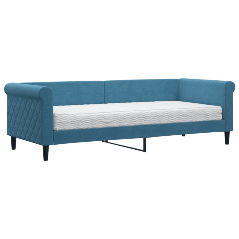 Sofa z materacem do spania, niebieska, 80x200 cm, aksamit